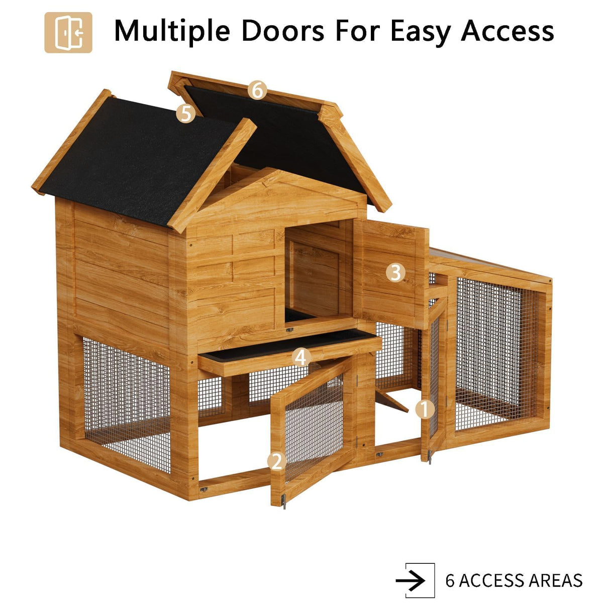 54" 2-Tier Wooden Rabbit Hutch I376