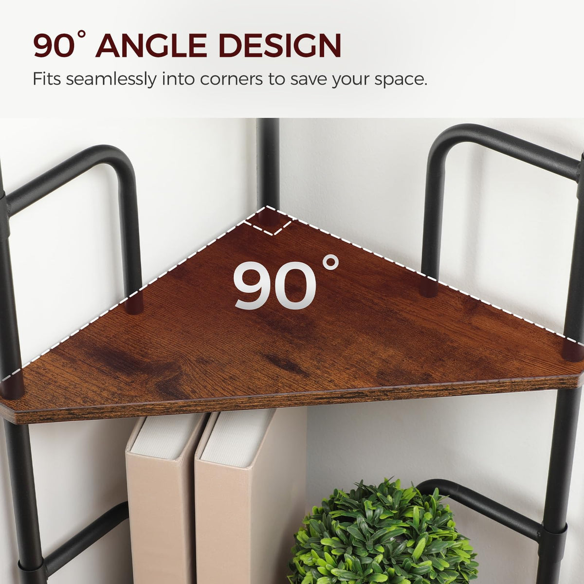 5-Tier Tall Corner Bookshelf with Metal Frame S5732