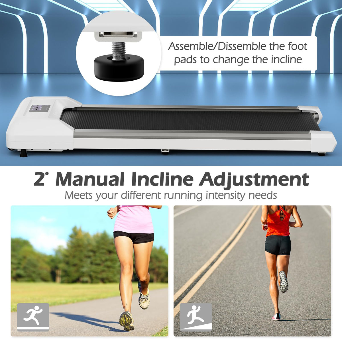 Under Desk Treadmill 265 lbs Capacity Portable 2 in 1 E407586