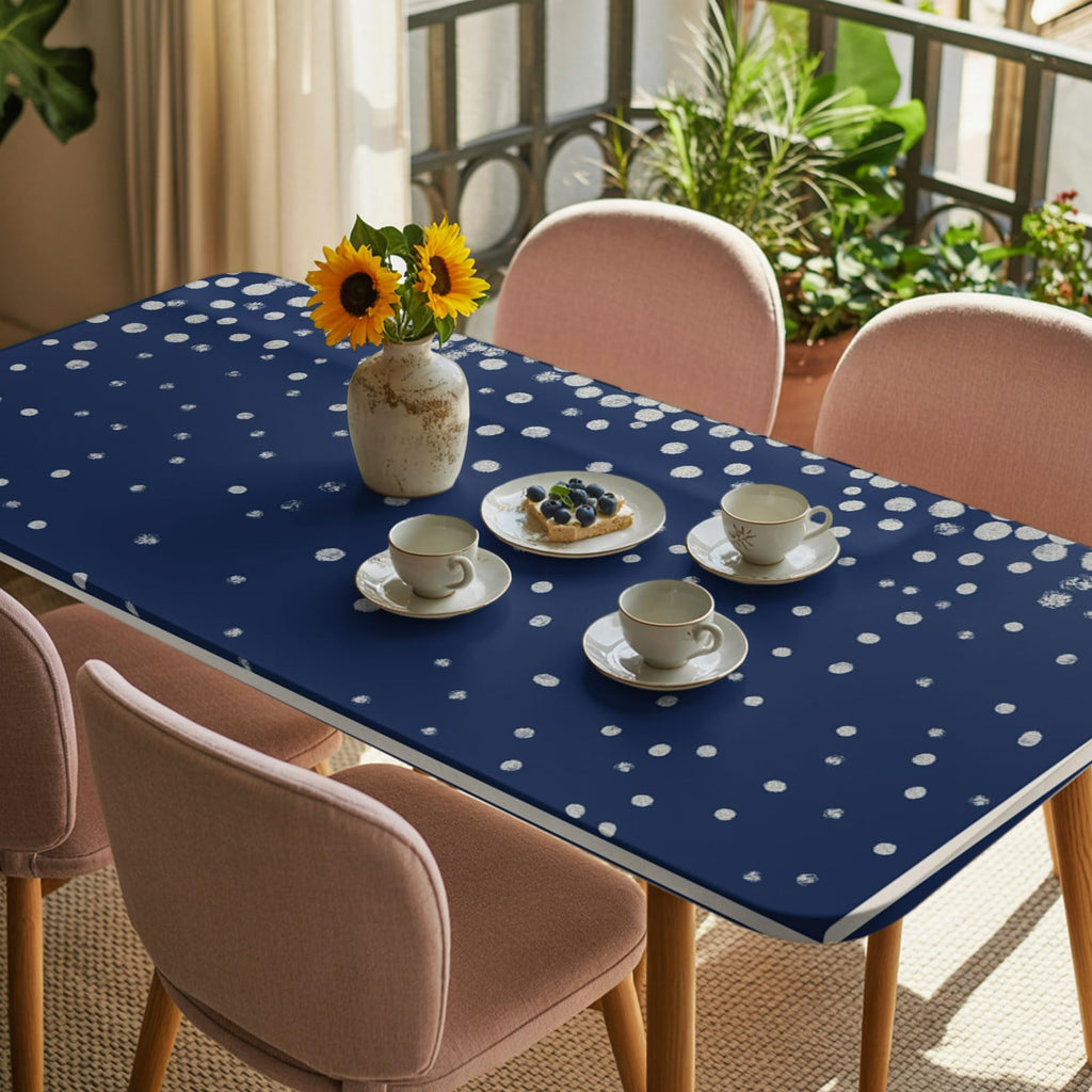 Silver Speckle Fitted Rectangle Tablecloth 32" x 72" Navy Blue Elastic Waterproof Table Cover P275406