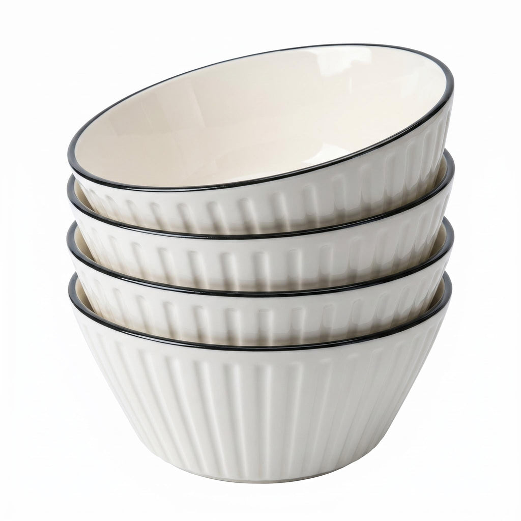 White Ceramic Serving Bowls Set of 4 K22813