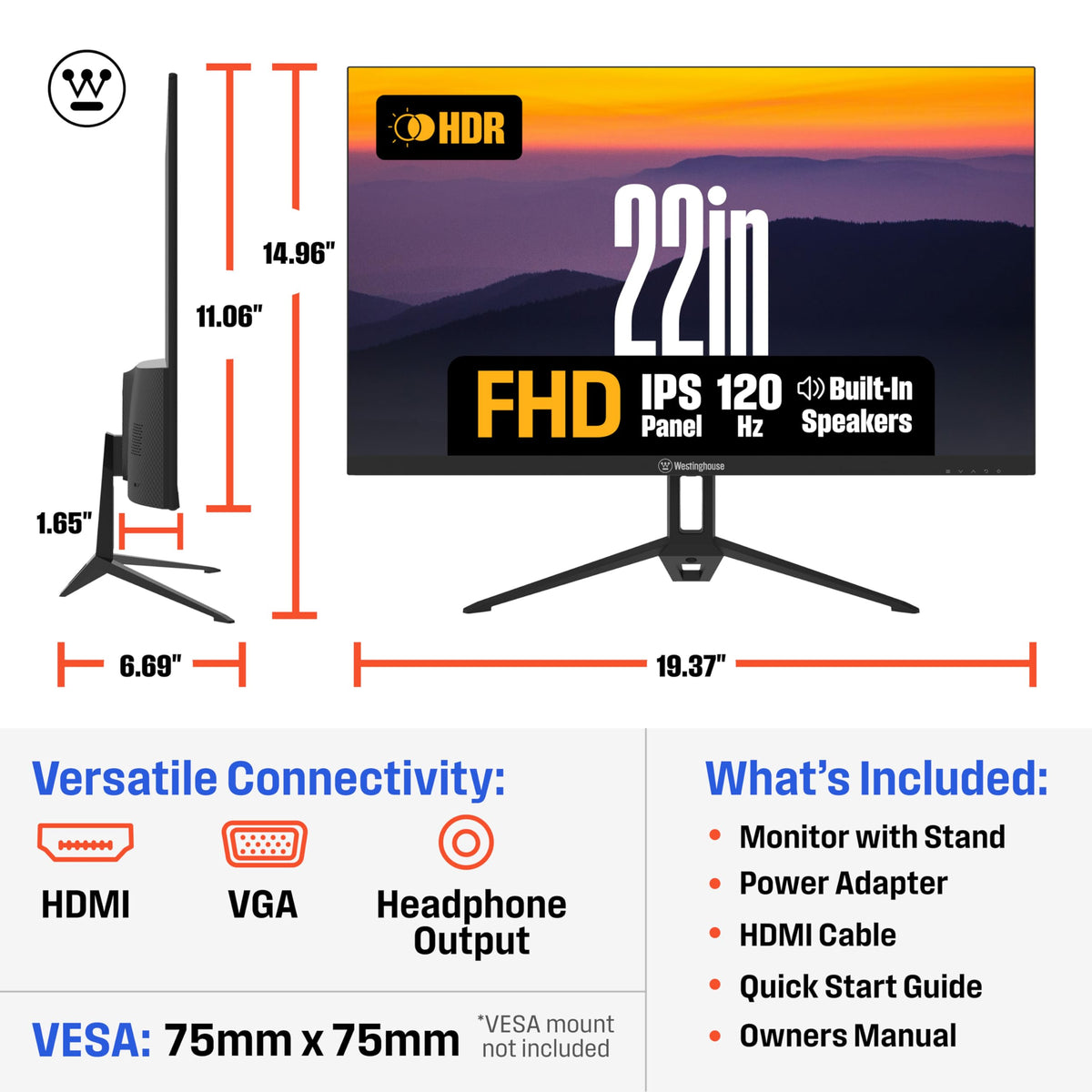 22 Inch FHD 1080P IPS 120Hz Gaming Monitor Y52452