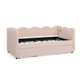 Pink Twin Size Upholstery Daybed with Trundle and USB Q246