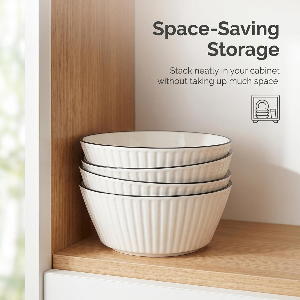 White Ceramic Serving Bowls Set of 4 K22813