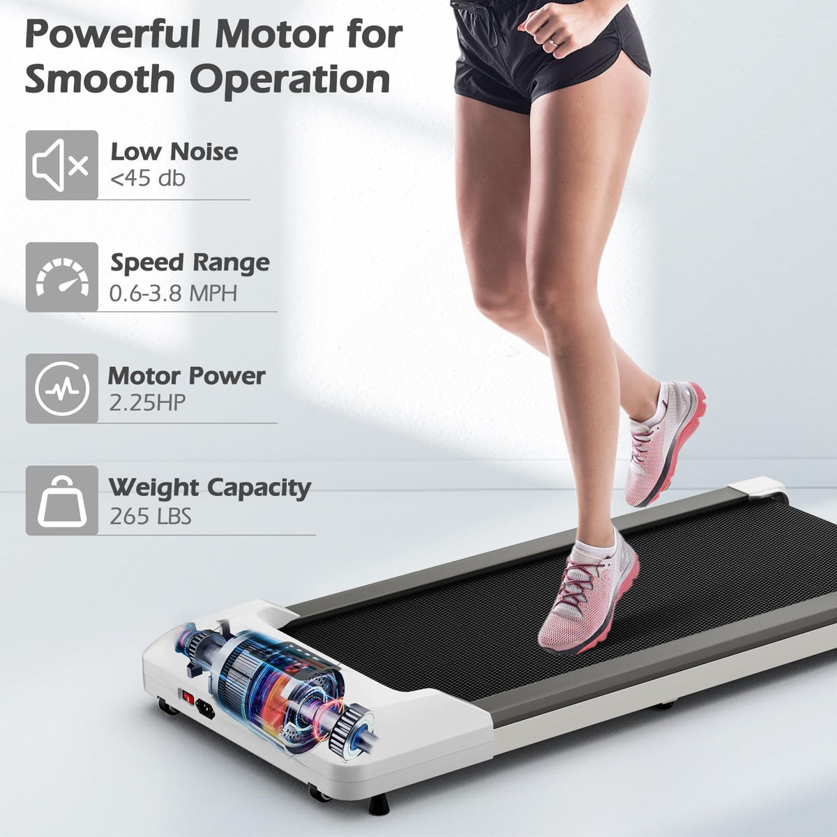 Under Desk Treadmill 265 lbs Capacity Portable 2 in 1 E407586
