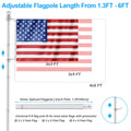 Silver 6 FT Metal Flagpole Kit and 304 Stainless Steel Flagpole Clips U3576