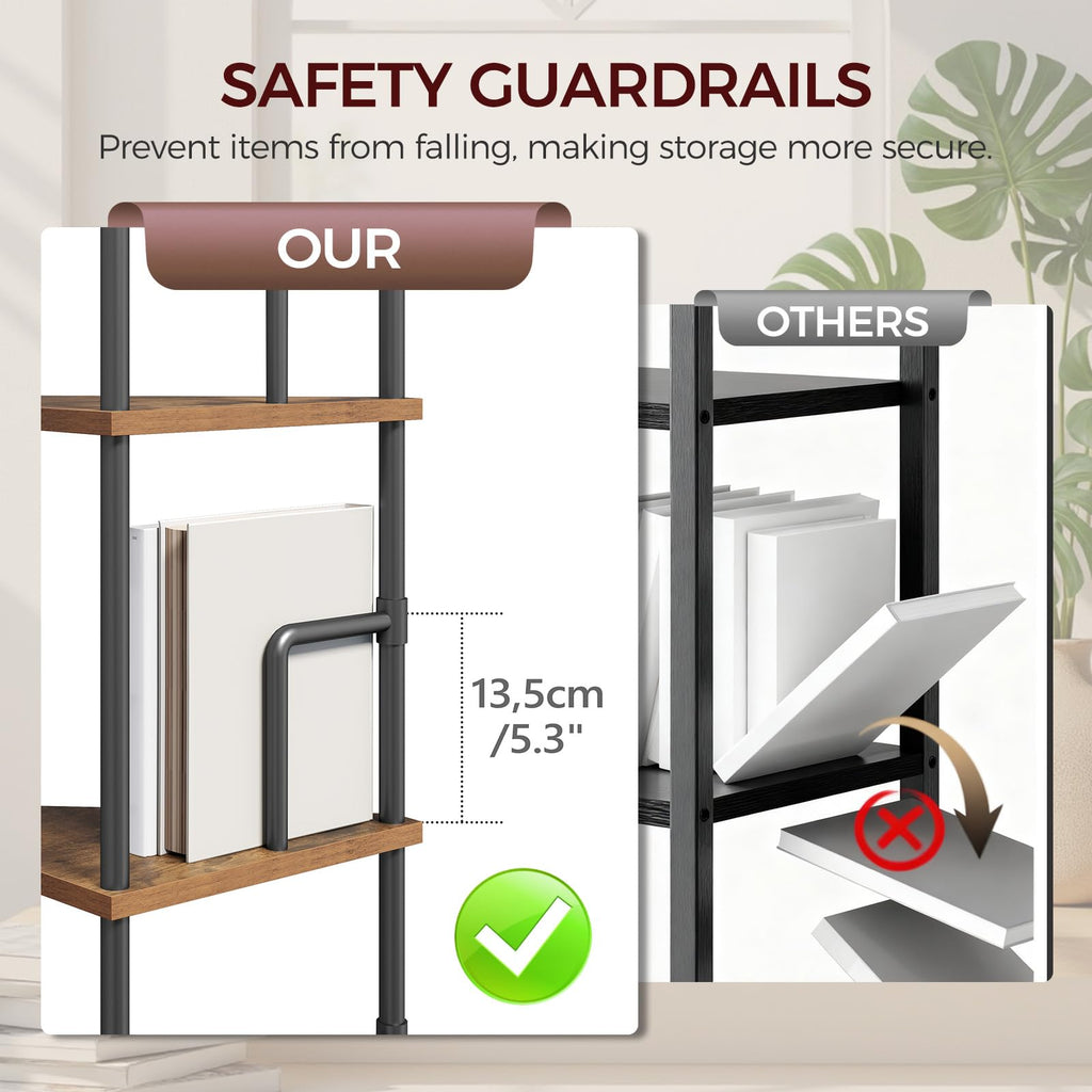 5-Tier Tall Corner Bookshelf with Metal Frame S5732