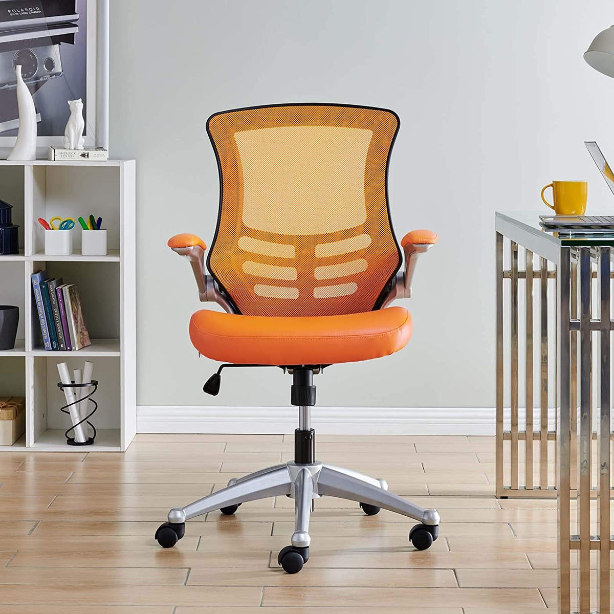 Orange Mesh Back Vinyl Seat Office Chair P524925