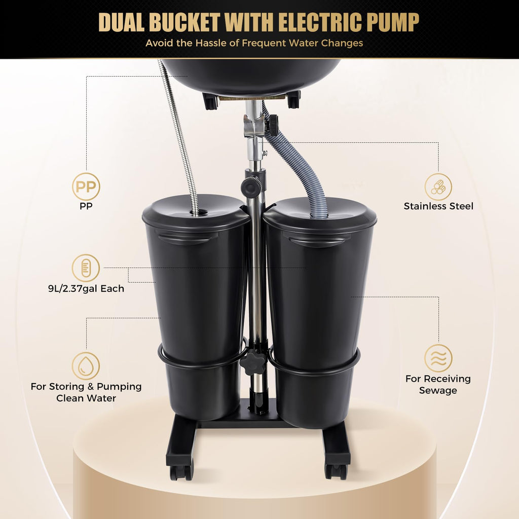 Portable Shampoo Basin, 2 Water Buckets U83201