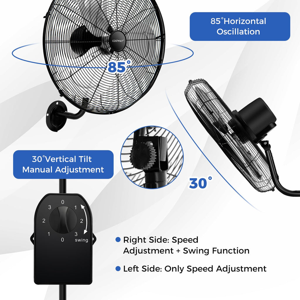 20-inch 3 Speed Metal Wall Mount Fan M412