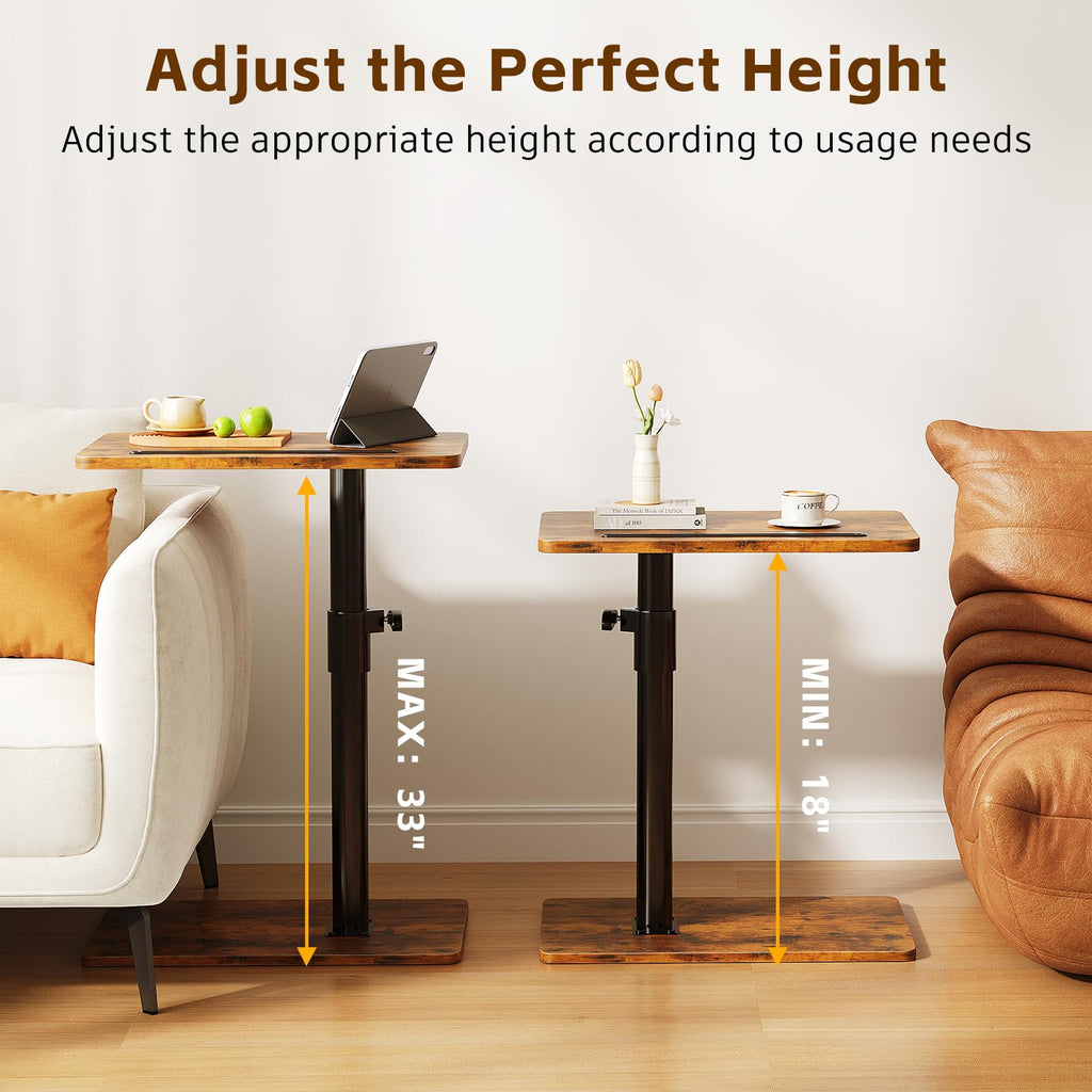 Height Adjustable Swivel C Shaped Side Table Set of 2 X485110