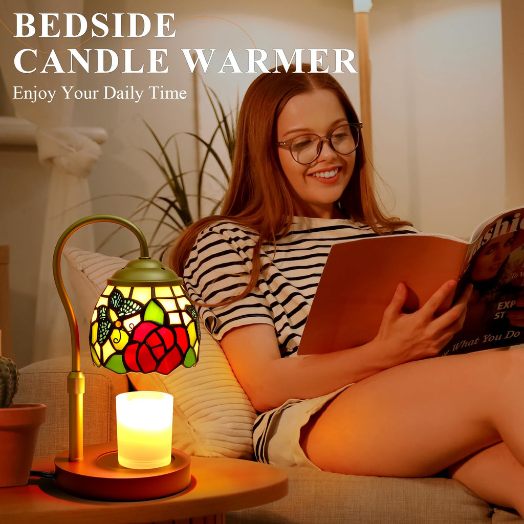 Candle Warmer Lamp with Timer Dimmer, Stained Glass, 2 Bulbs N622894