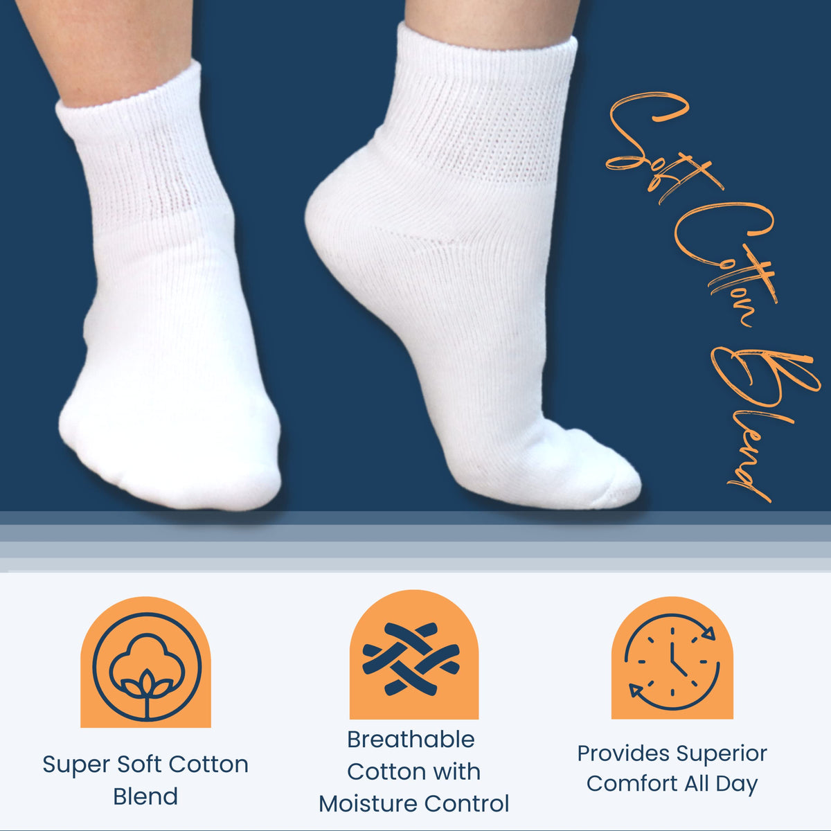 Women's Diabetic Ankle Socks, 6 Pairs, Non-Binding P478