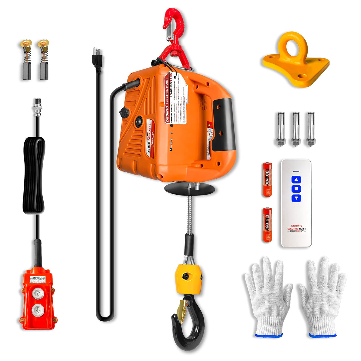 3-in-1 Electric Hoist Winch 1540 lbs 120V with Remote I75282