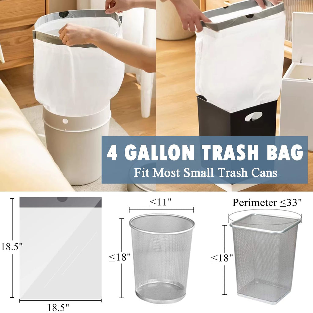 4 Gallon Drawstring Trash Bags 57 Count White B18215