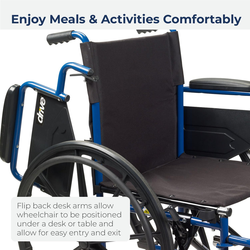 Blue Streak Foldable Wheelchair with Leg Rests Q253