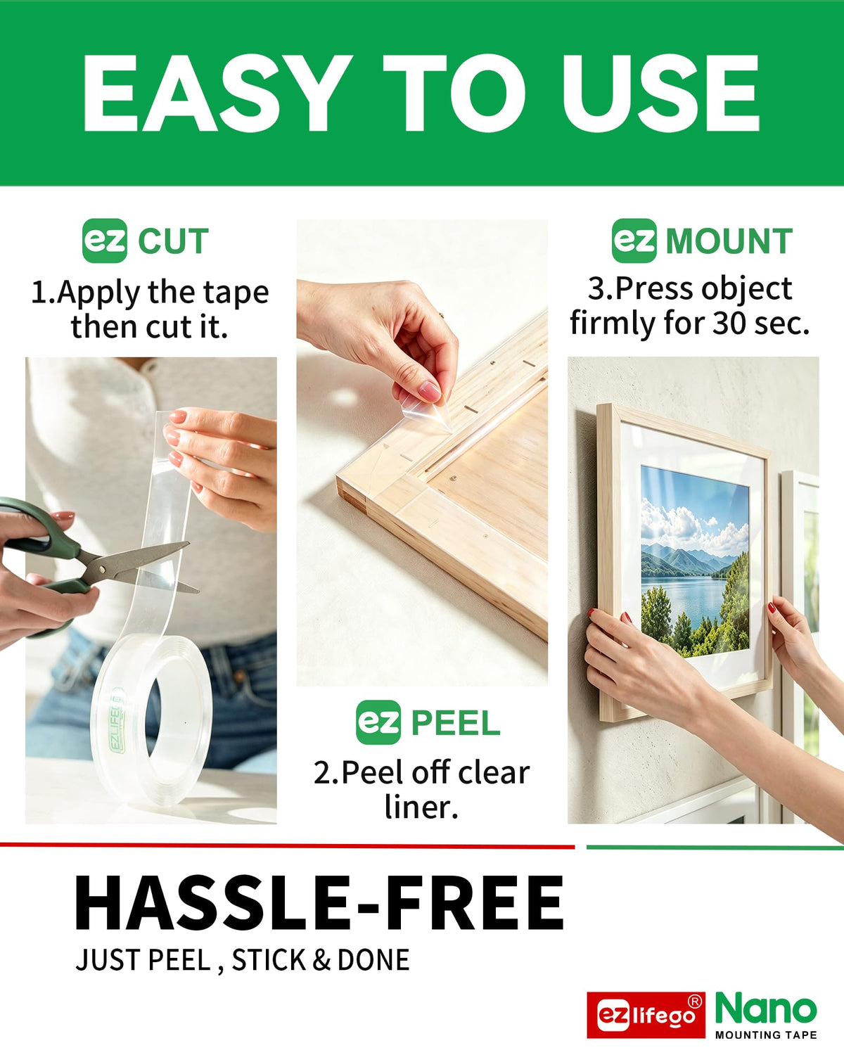 Heavy Duty Double Sided Mounting Tape, 9.85FT F341994