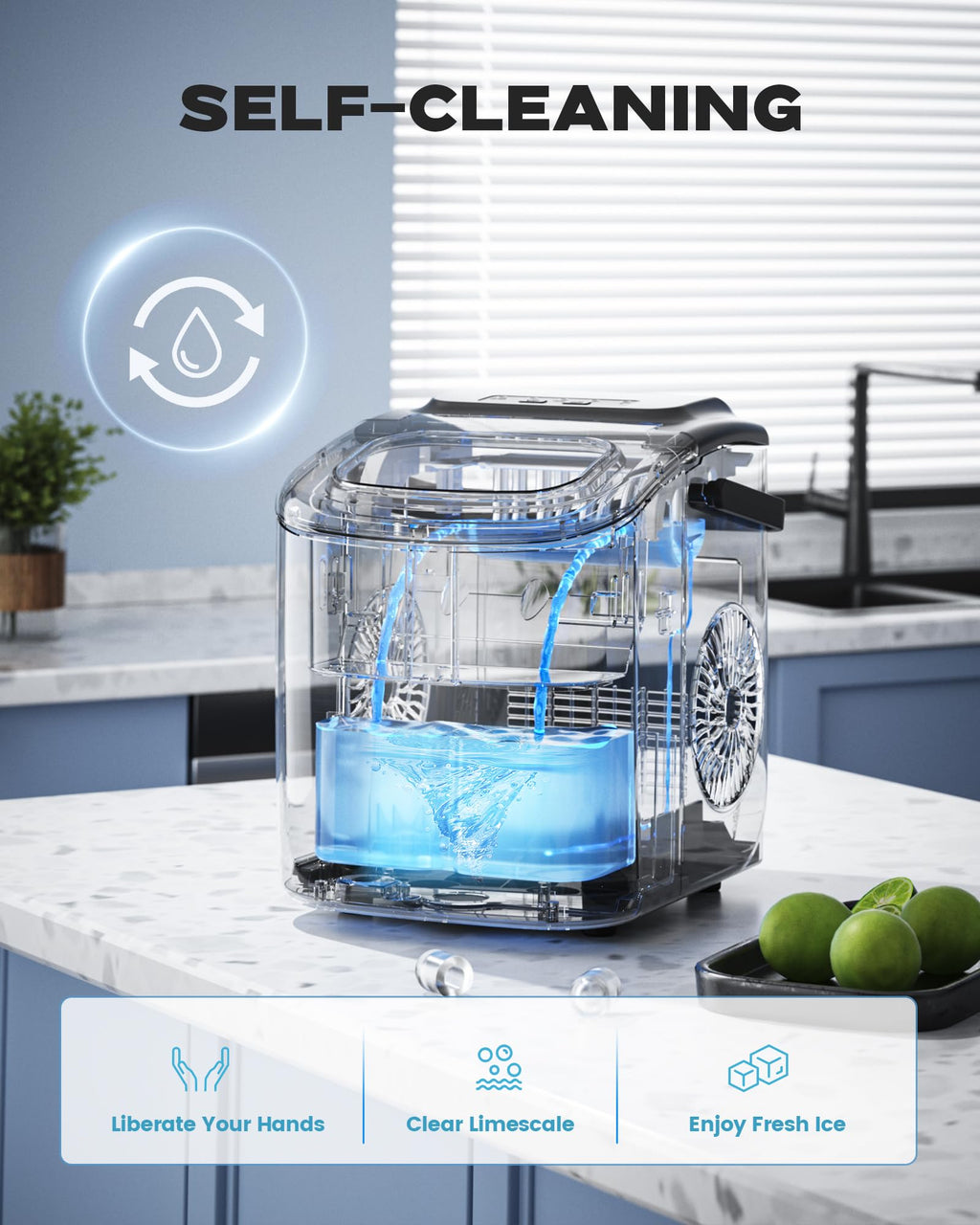 Countertop Ice Maker with Carry Handle, 26lbs/24Hrs N65507