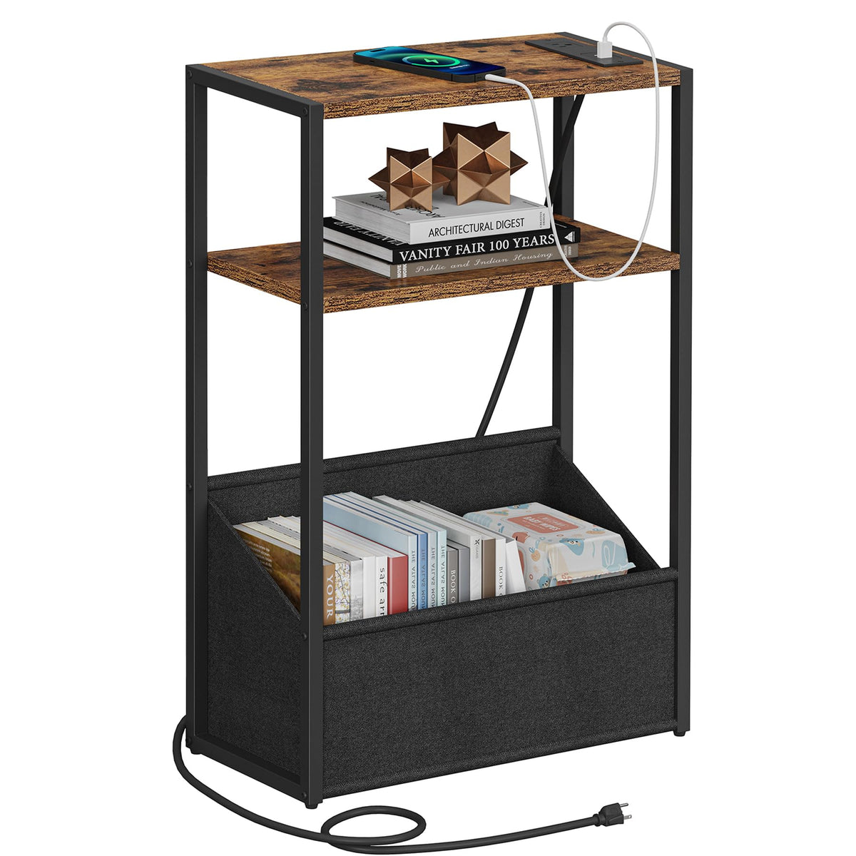 Narrow Side Table with Charging Station V96227