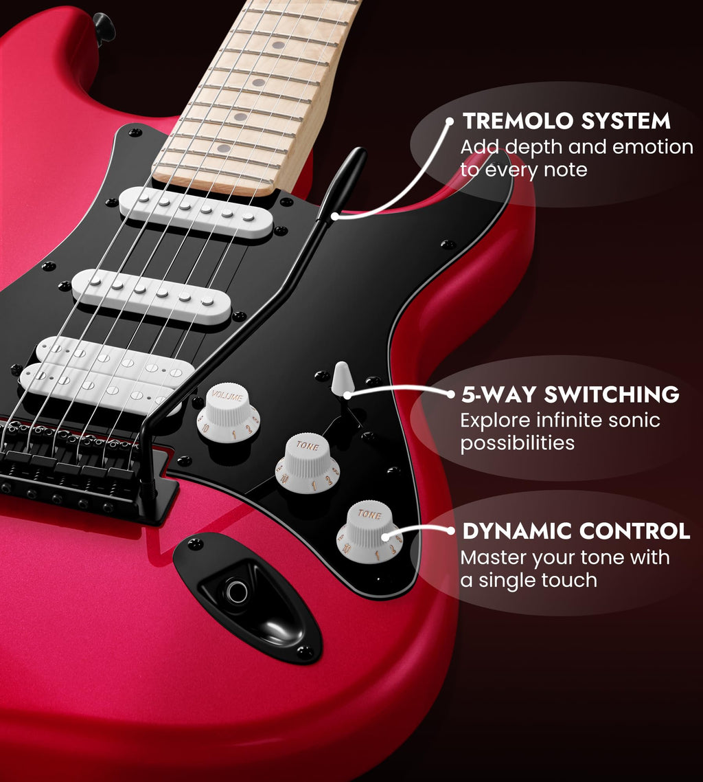 39" Electric Guitar Kit with Amp Sparkle Red O81821