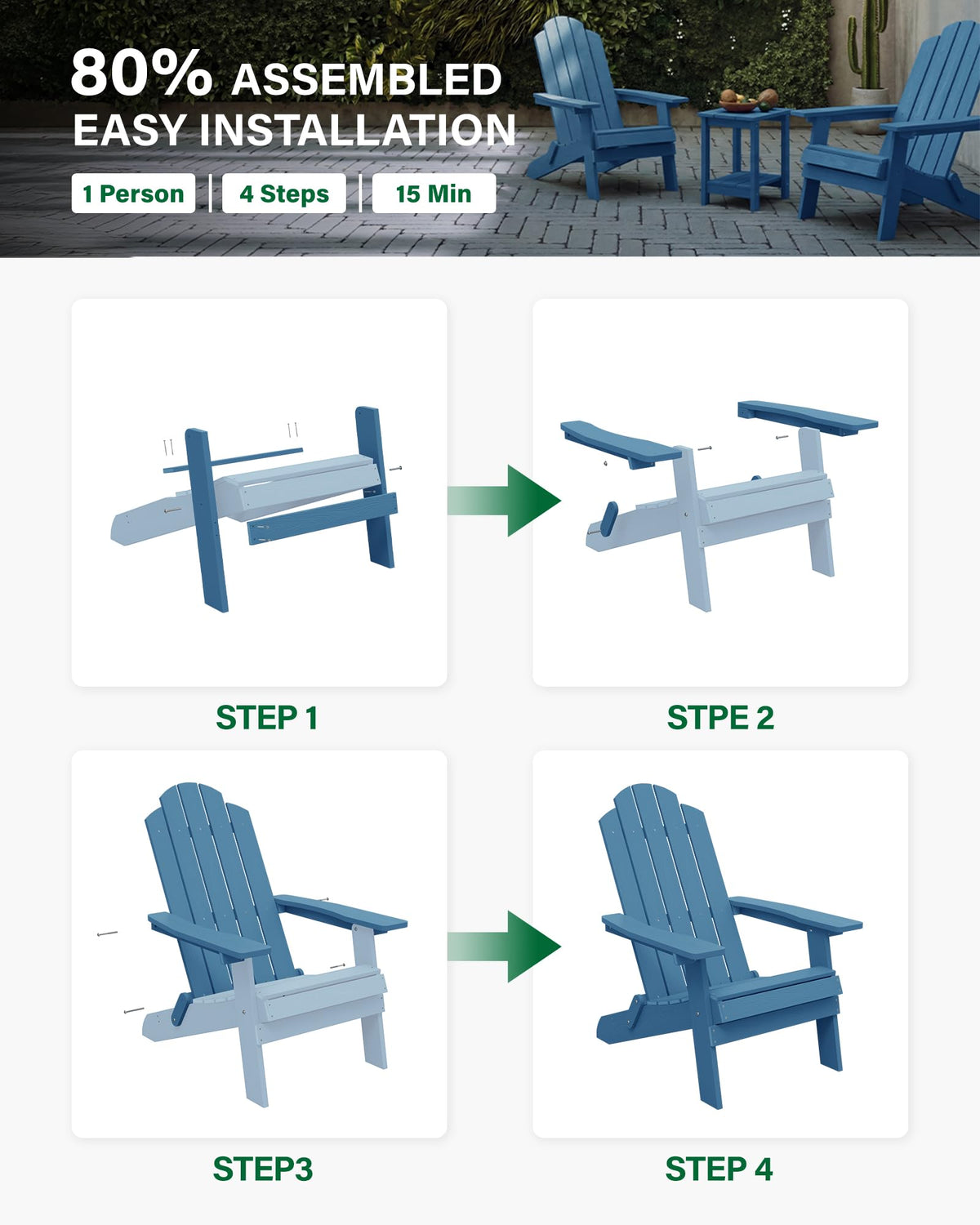 Folding Adirondack Chairs Set of 2 Plastic Chair K689096