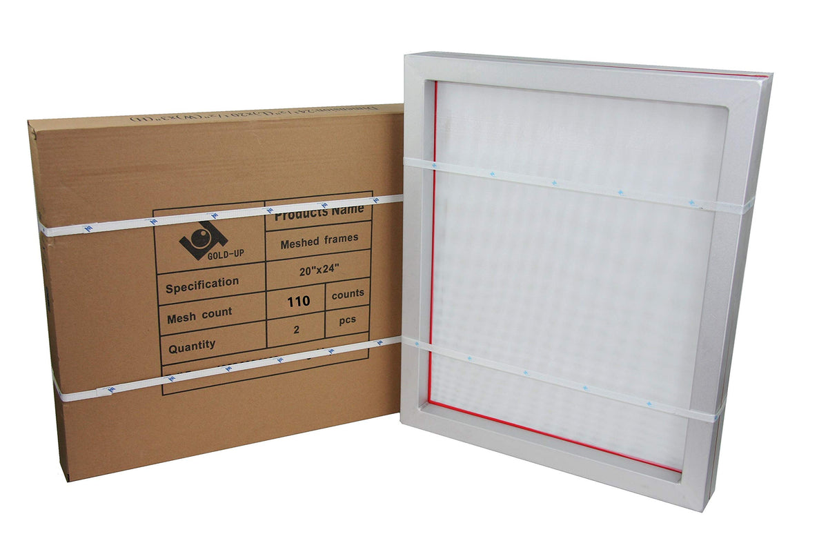 20 x 24 Inch Pre-Stretched Aluminum Silk Screen Printing Frames with 110 White Mesh 2 Pack O289