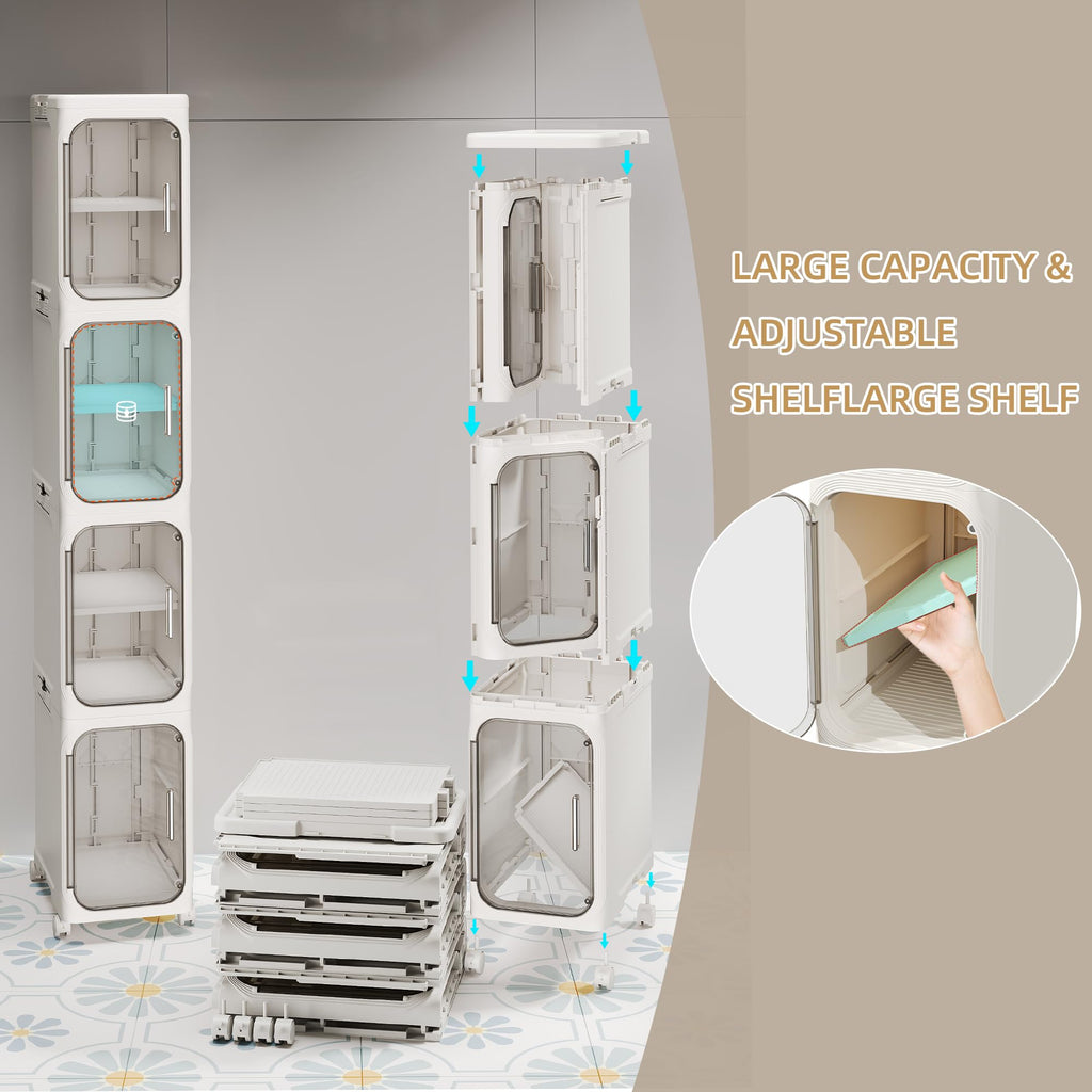 Narrow Slim 2-Tier White Bathroom Storage Cabinet with Wheels F733