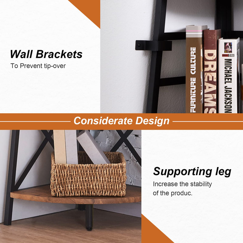 5 Tier 72 Inch Tall Corner Bookshelf M125