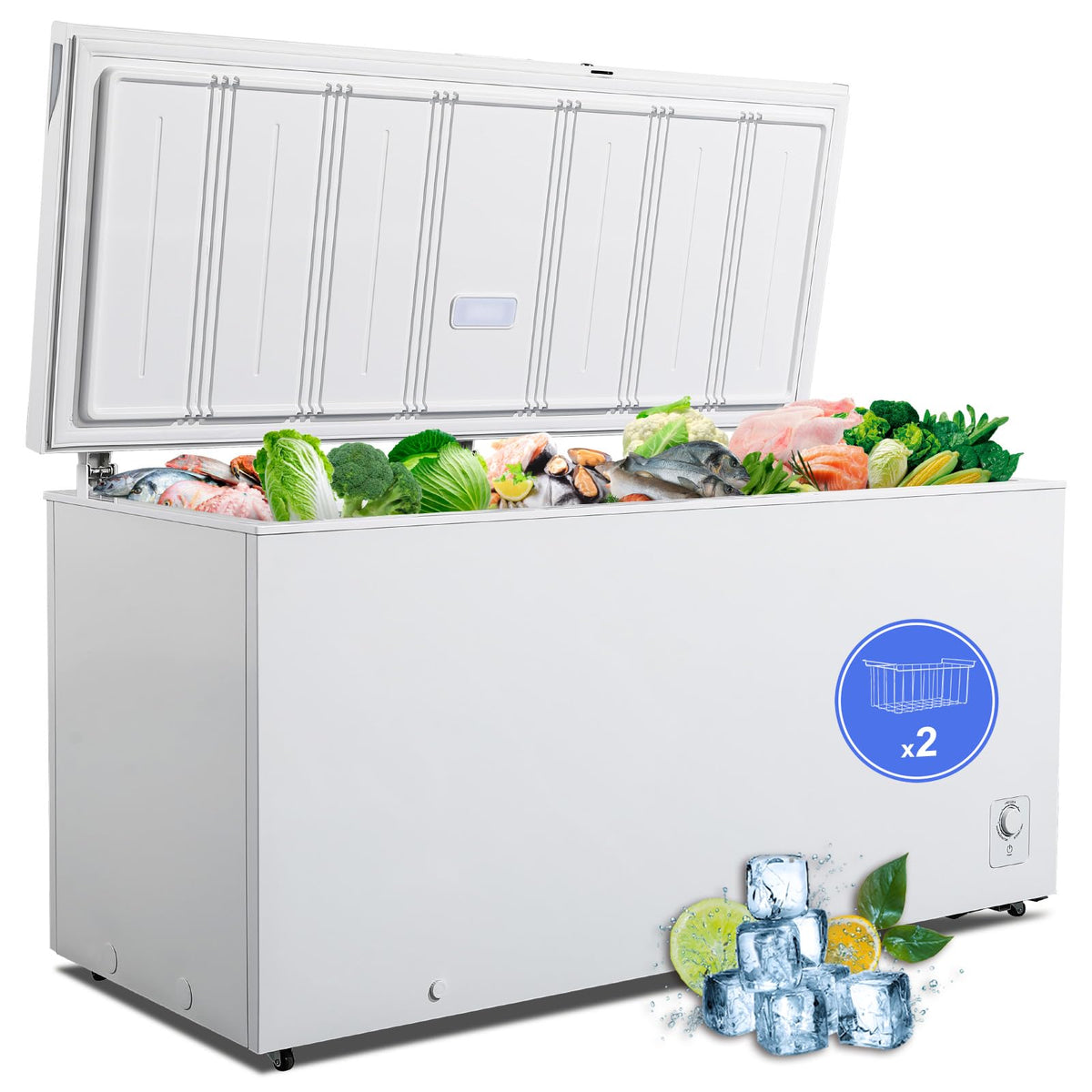 20 Cu. Ft White Chest Freezer with 2 Removable Basket D725