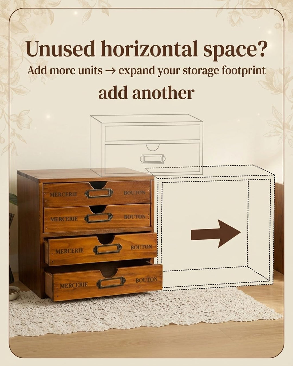 Modular Stackable 4 Drawer Wood Storage Box D22553