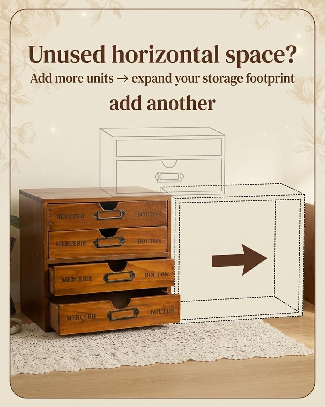 Modular Stackable 4 Drawer Wood Storage Box D22553