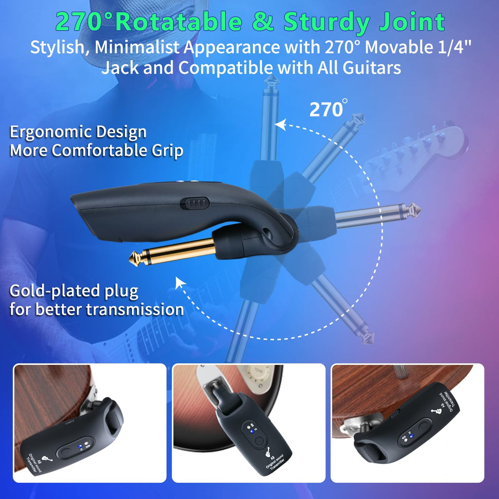 Wireless Guitar System 2.4GHz Transmitter and Receiver Black M8840