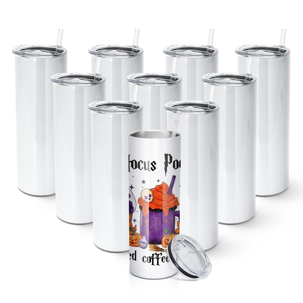 10 Pack 20 OZ Stainless Steel Insulated Tumblers with Straw Z9639