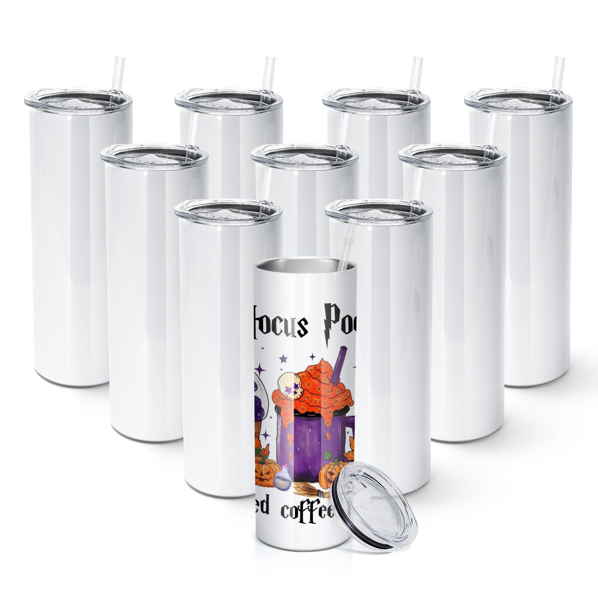 10 Pack 20 OZ Stainless Steel Insulated Tumblers with Straw Z9639
