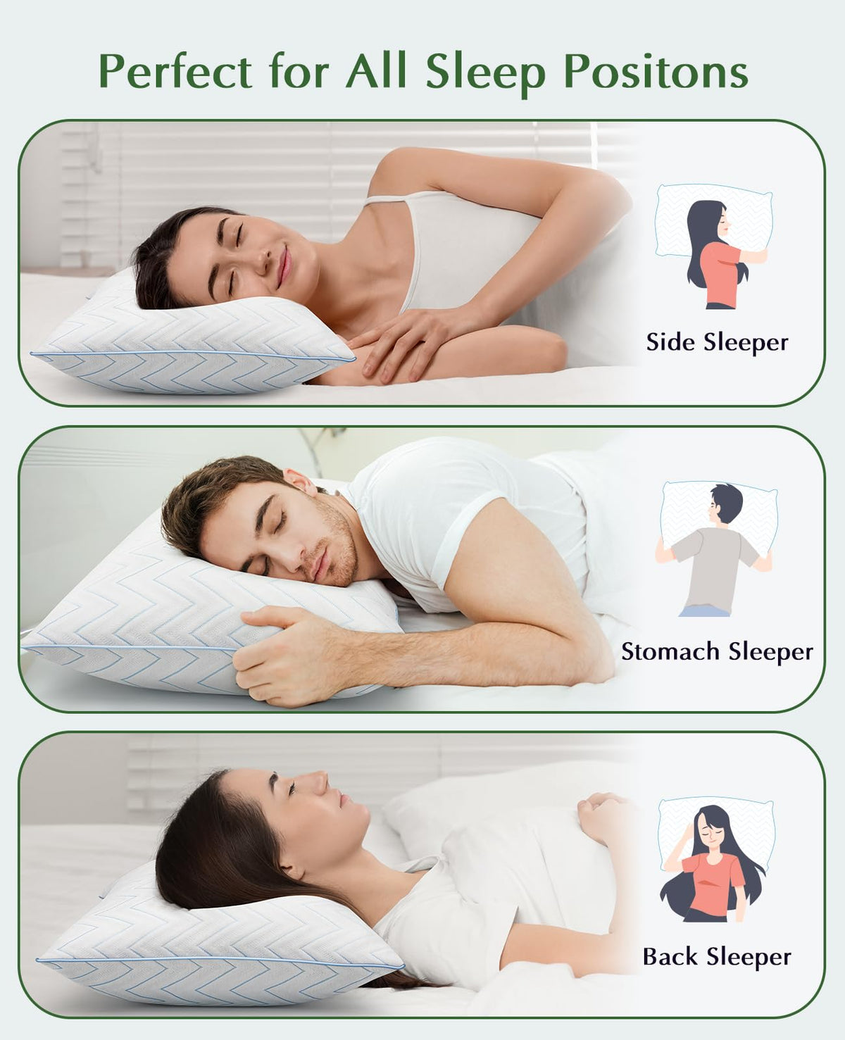 King Size Set of 2 Medium Firm Microfiber Bed Pillows M403