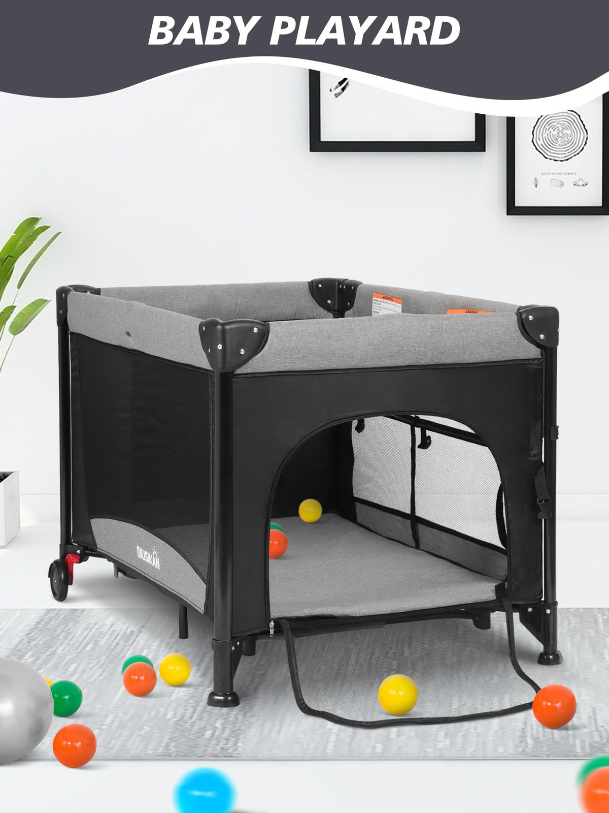 Baby Bassinet, Pack and Play with Bassinet, Bedside Sleeper with Diaper Changer E9551