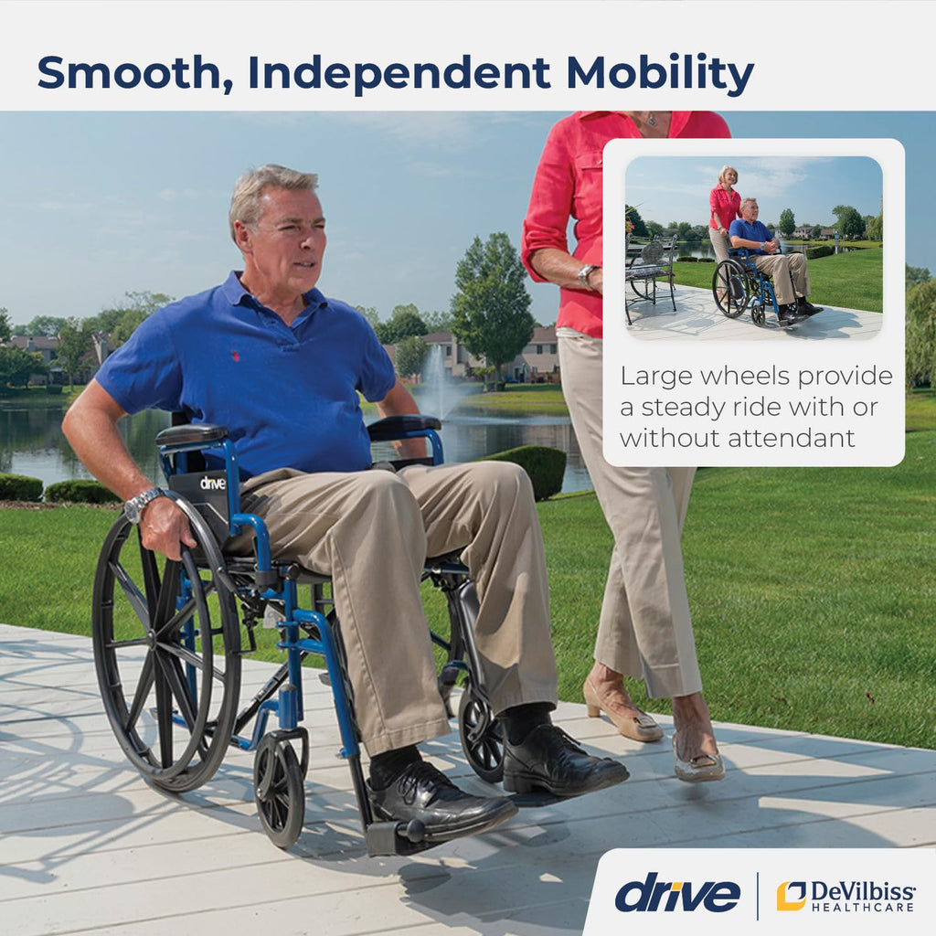 Blue Streak Foldable Wheelchair with Leg Rests Q253