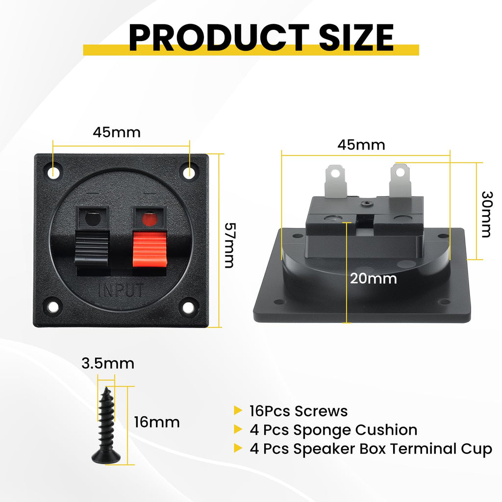 4 Pcs Speaker Box Terminal Cup with Sponge Cushion and Screws D5786