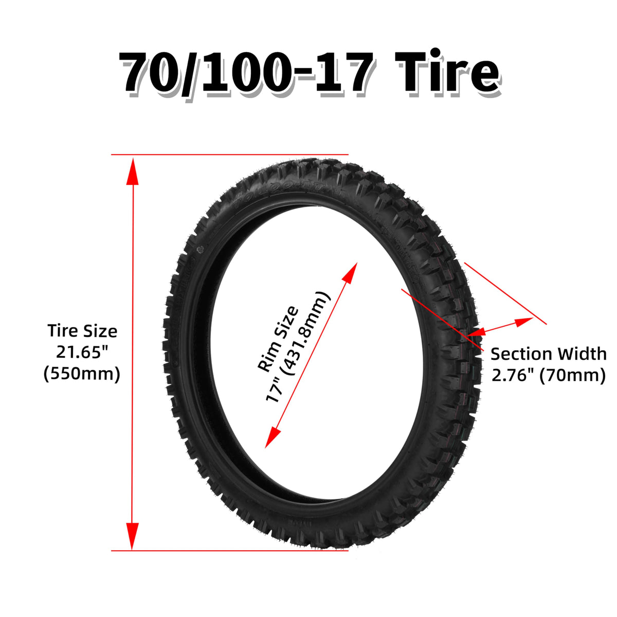 70/100-17 2.50/2.75-17 Off Road Motorcycle Tire and Inner Tube Set A7252