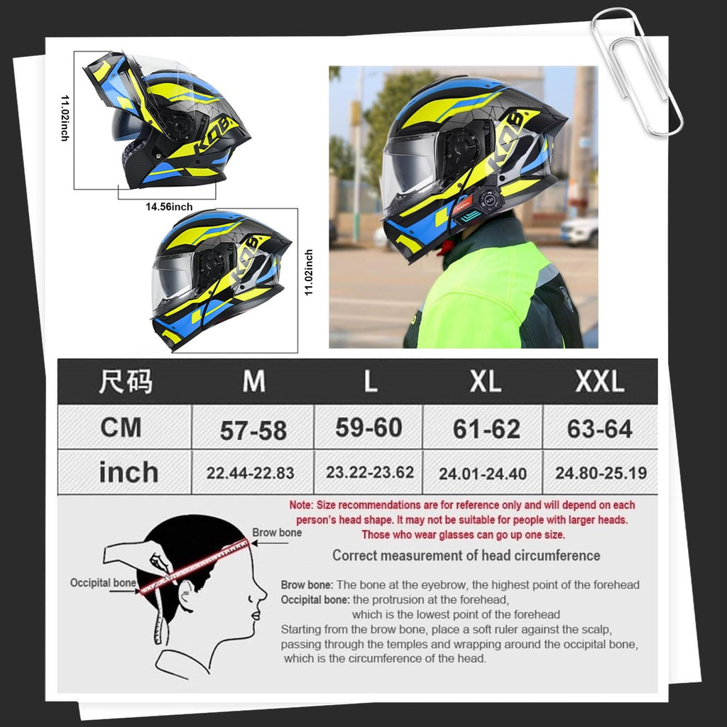 Bluetooth Modular Motorcycle Helmet with Dual Visor Full Face Flip Up DOT Approved R256