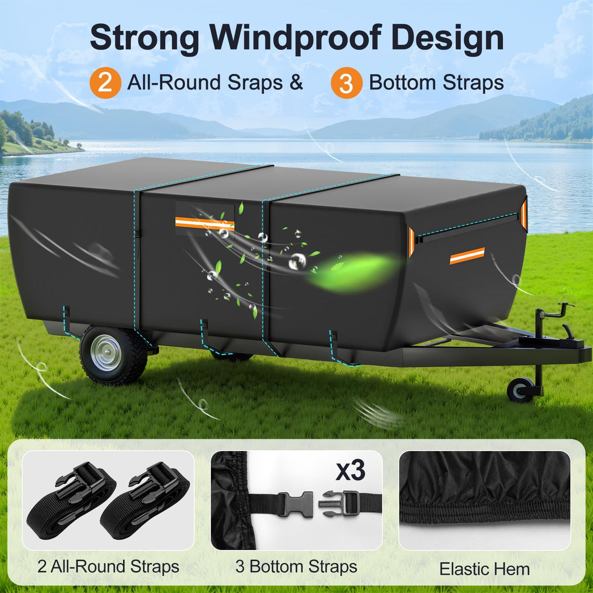 12-14 ft Pop Up Camper Cover 7 Layers Oxford Waterproof Z738