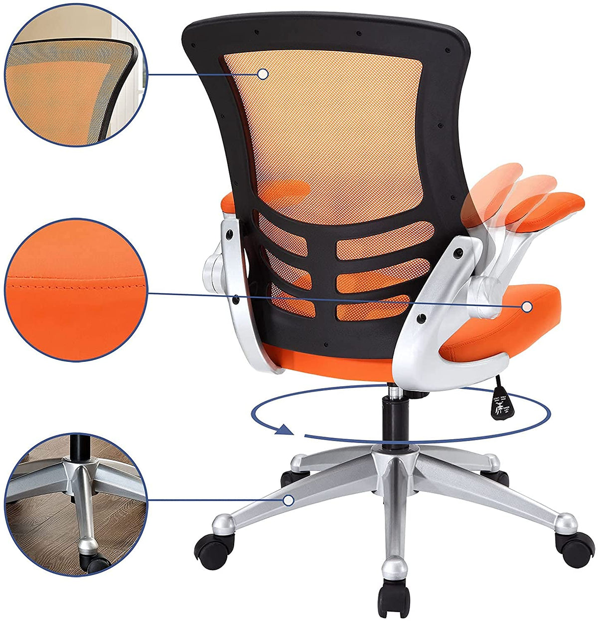 Orange Mesh Back Vinyl Seat Office Chair P524925