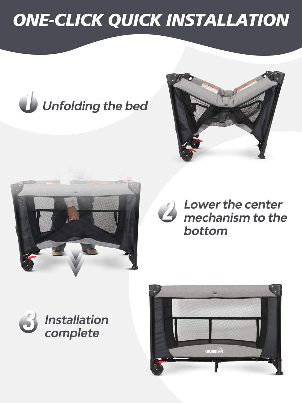 Baby Bassinet, Pack and Play with Bassinet, Bedside Sleeper with Diaper Changer E9551