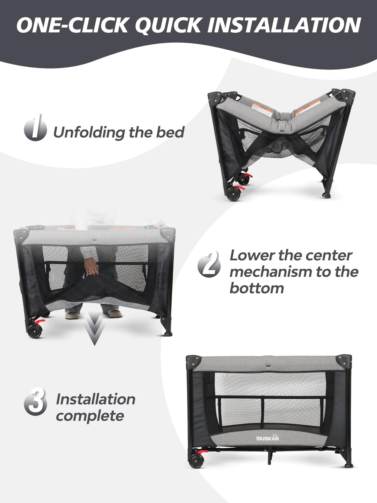 Baby Bassinet, Pack and Play with Bassinet, Bedside Sleeper with Diaper Changer E9551