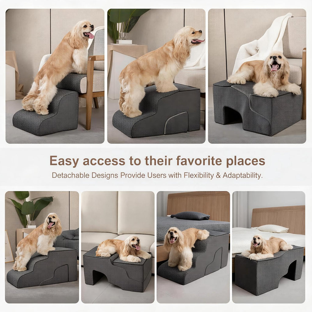 5-Step Non-Slip Dog Stairs with Tunnel D654