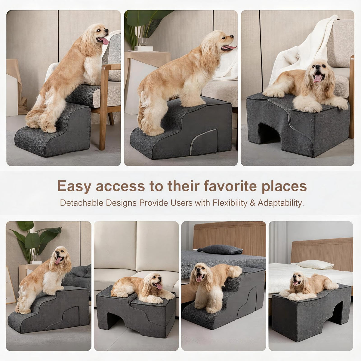 5-Step Non-Slip Dog Stairs with Tunnel D654