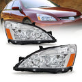 Headlight Assembly for 2003-2007 Honda Accord Chrome Housing Amber Reflector Pair G5957