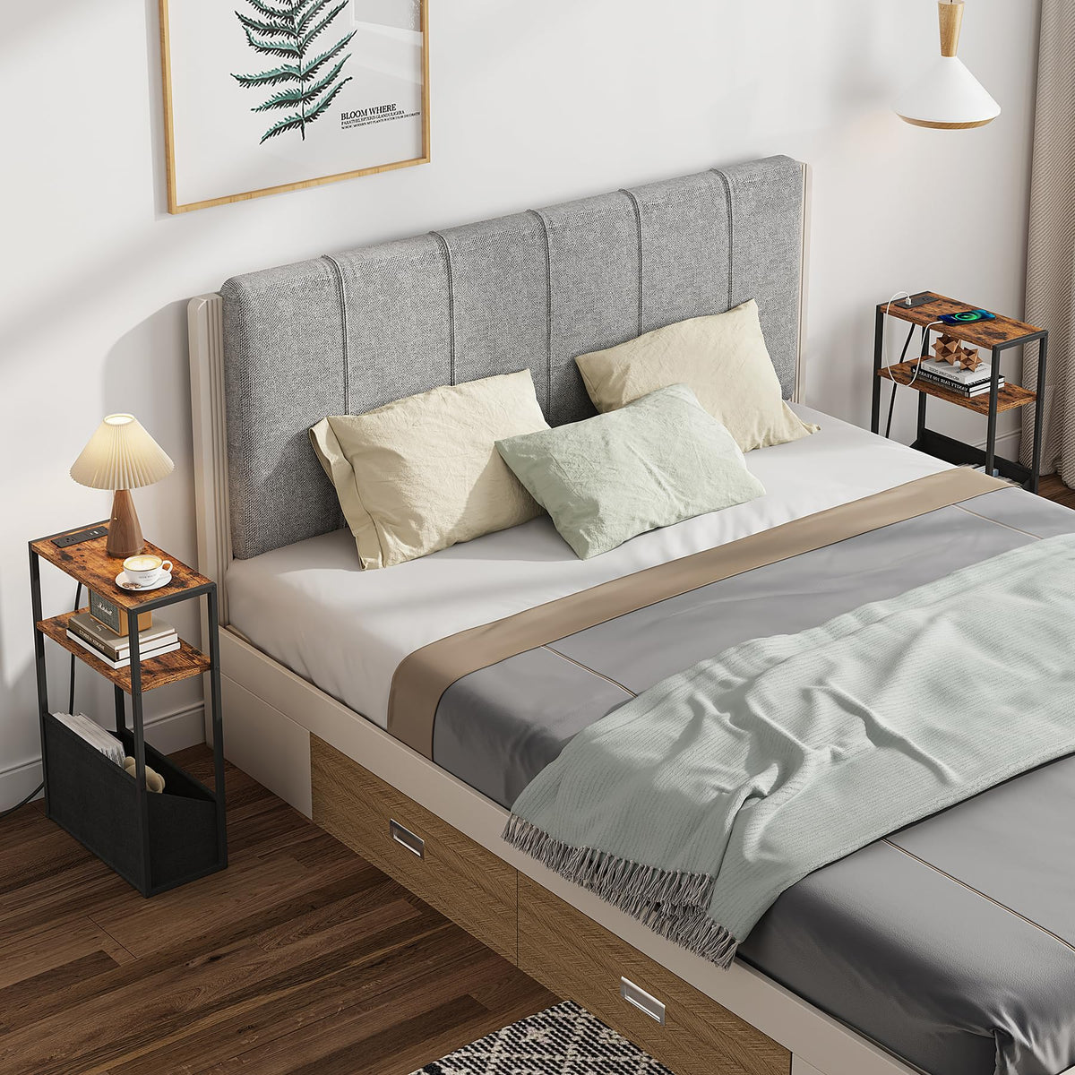 Narrow Side Table with Charging Station V96227