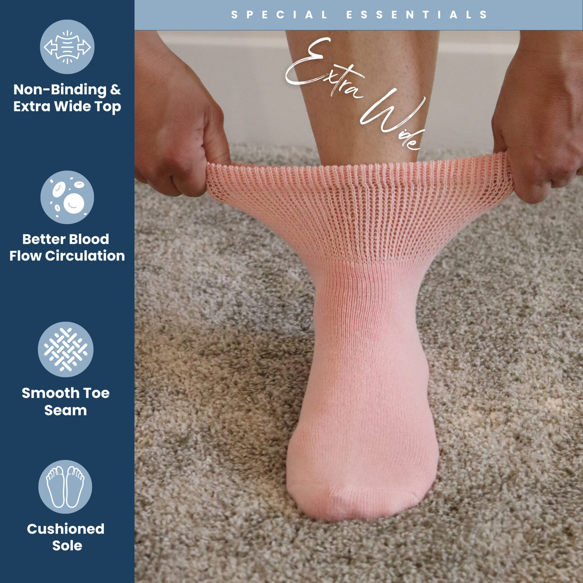 Women's Diabetic Ankle Socks, 6 Pairs, Non-Binding P478