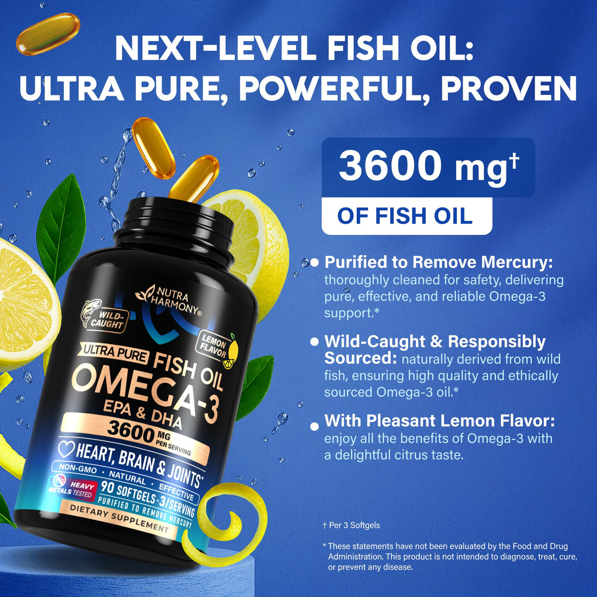 Omega 3 Fish Oil 3600 mg 90 Softgels L4279